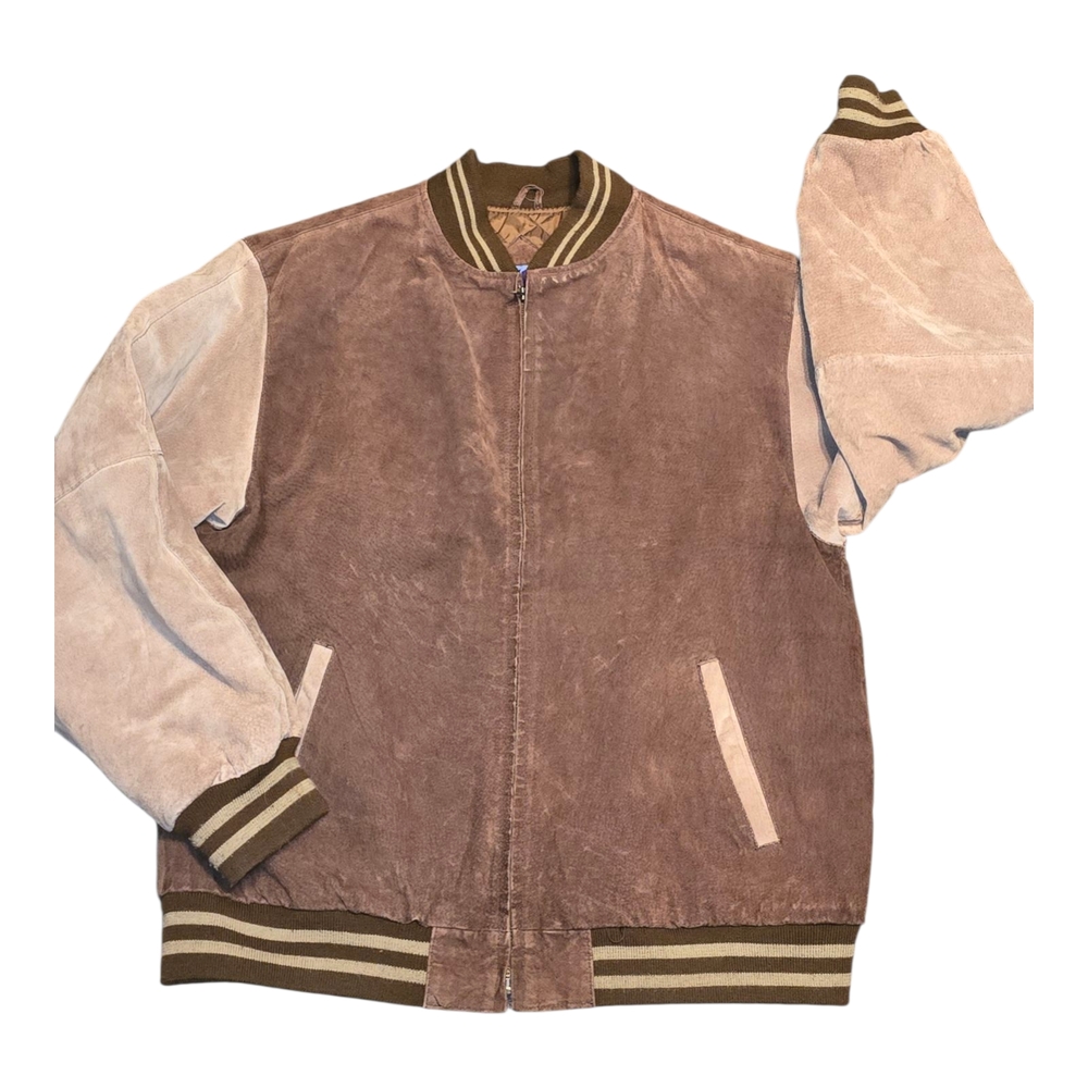 90's Vintage Weekend Gear 2 Toned Leather Men's Brown and Tan Jacket